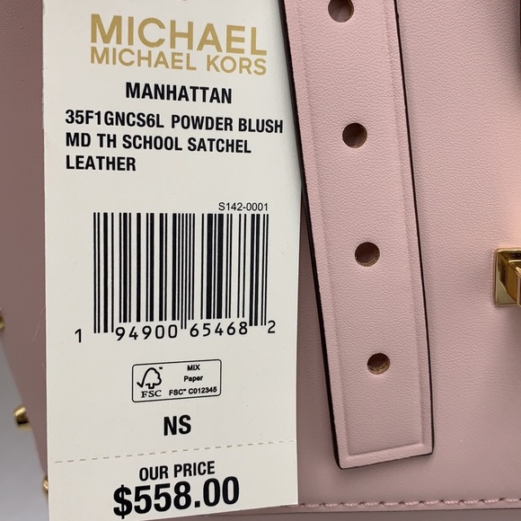 MICHAEL KORS MANHATTAN MED TOP HANDLE SATCHEL/SHOULDER/CROSSBOD BAG POWDER BLUSH - Picture 5 of 15